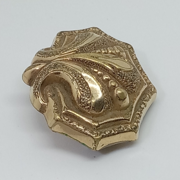 * antique vintage Victorian Mourning pin brooch gold tone - Picture 4 of 6